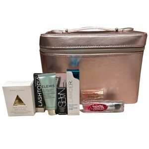 Lancôme Rose Gold Cosmetic Bag with Skincare and Makeup Set
